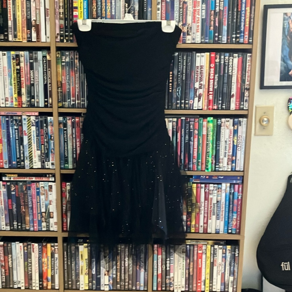 Finesse Black Ruched Tiered Cocktail Dress